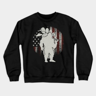 Bigfoot And Alien American Flag Crewneck Sweatshirt